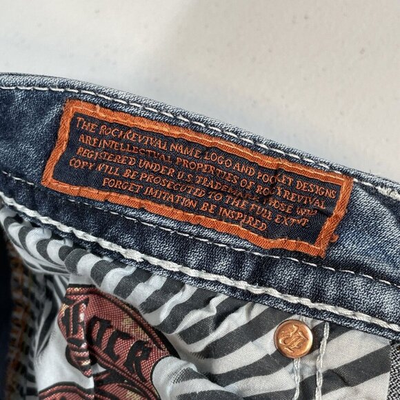 Rock Revival Yeon Denim Shorts Womens Size 26 Light Wash Bermuda Cotton Stretch - Picture 7 of 15